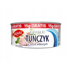 TUŃCZYK KAWAŁKI W SOSIE WŁASNYM 170G +15G GRATIS GRAAL