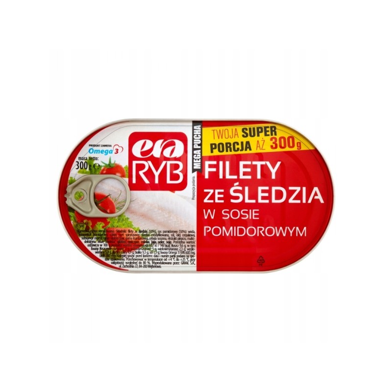 FILETY ZE ŚLEDZIA W SOSIE POM. 300G ERA RYB X3 SZT