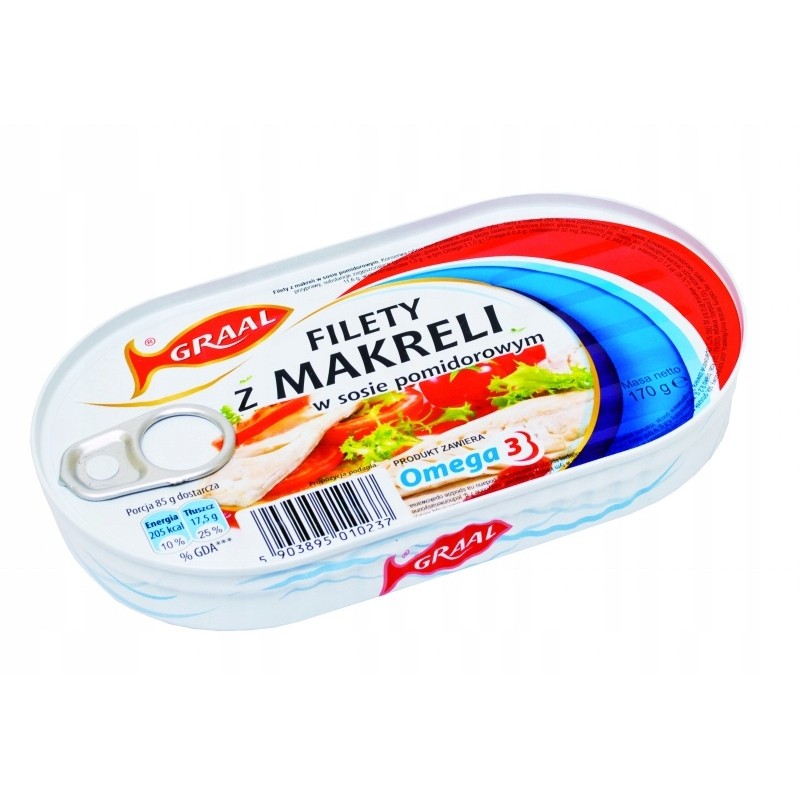 Filety z makreli w sosie pomidor 170g Graal