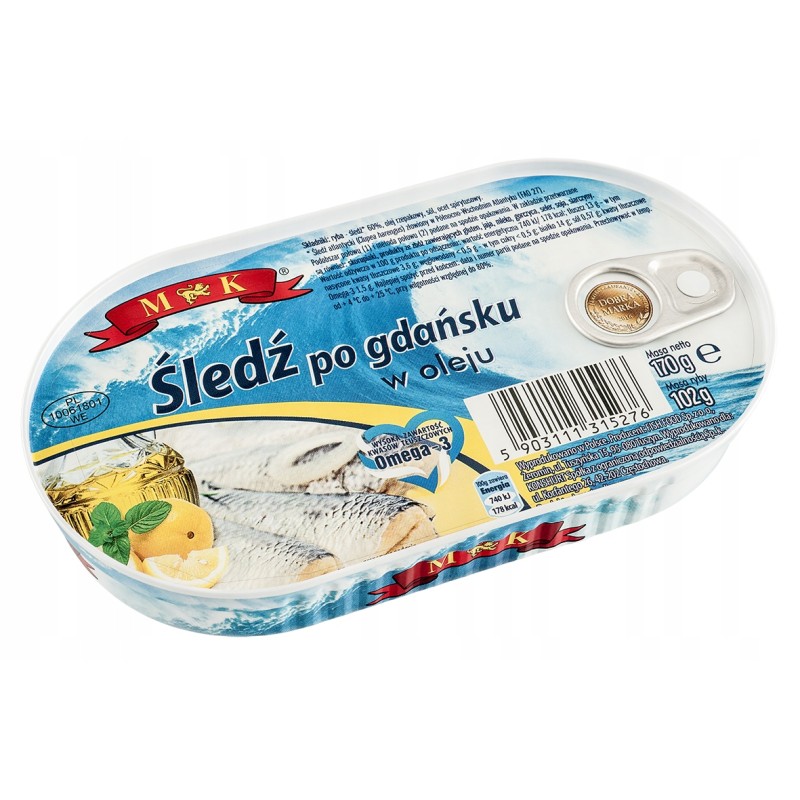 Śledź po gdańsku w oleju 170g MK 3 szt