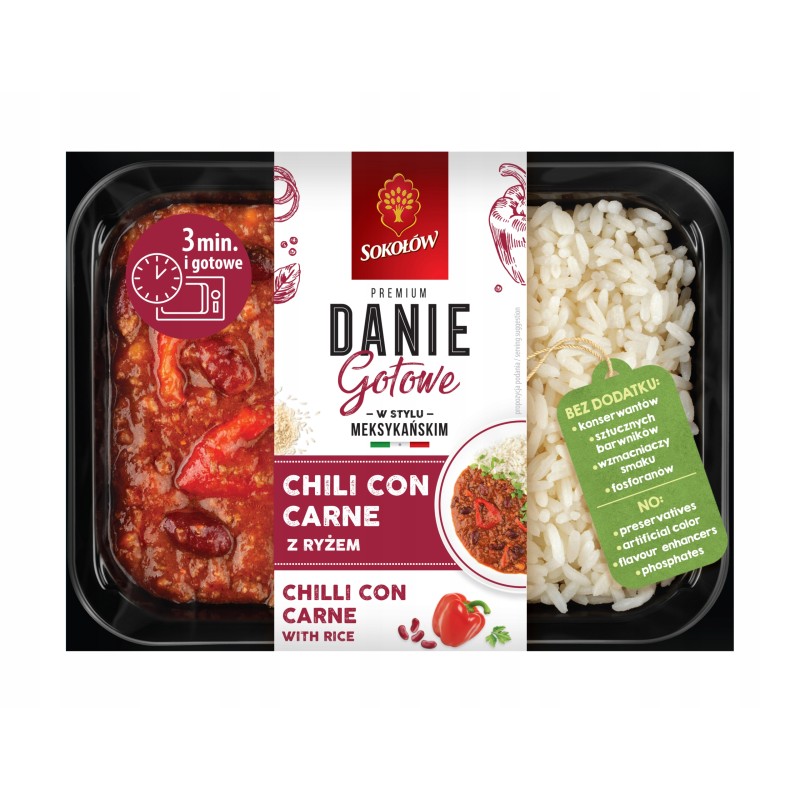 CHILI CON CARNE Z RYŻEM DANIE GOTOWE 360G SOKOŁÓW