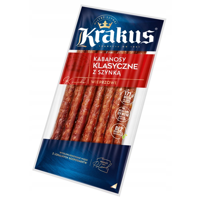 KABANOSY KLASYCZNE WIEPRZOWE 650G KRAKUS