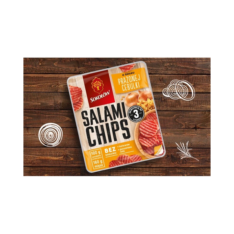 SALAMI CHIPS PRAŻONA CEBULKA 60G SOKOŁÓW