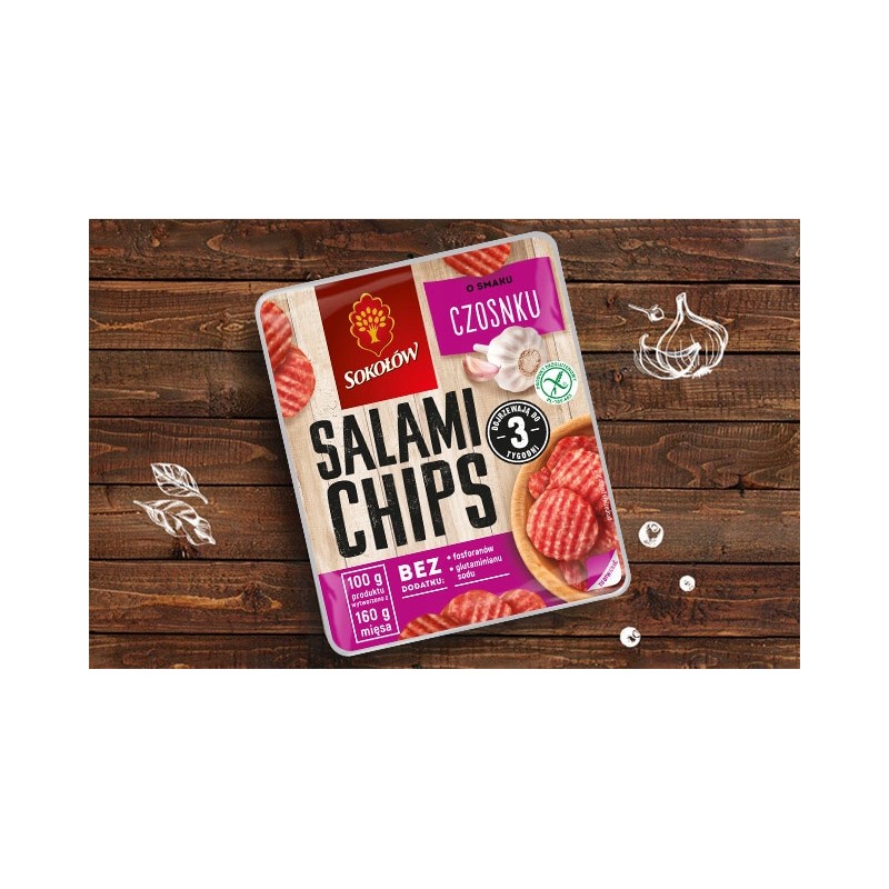 SALAMI CHIPS CZOSNEK 60G SOKOŁÓW