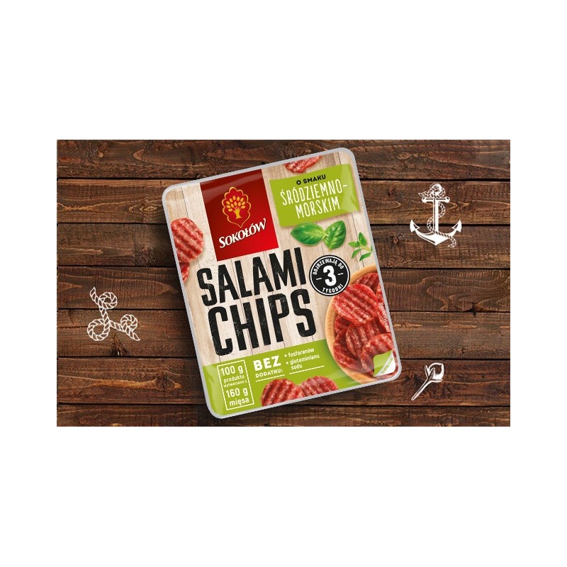 SALAMI CHIPS ŚRÓDZIEMNOMORSKIE 60G SOKOŁÓW