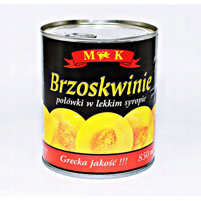 BRZOSKWINIE POŁÓWKI W LEKKIM SYROPIE 820G MK