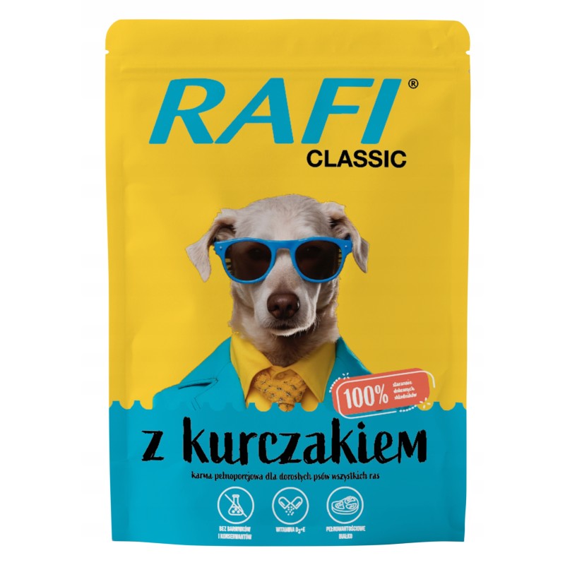 NOWOŚĆ! KARMA DLA PSA Z KURCZAKIEM RAFI CLASSIC 400G SASZETKA