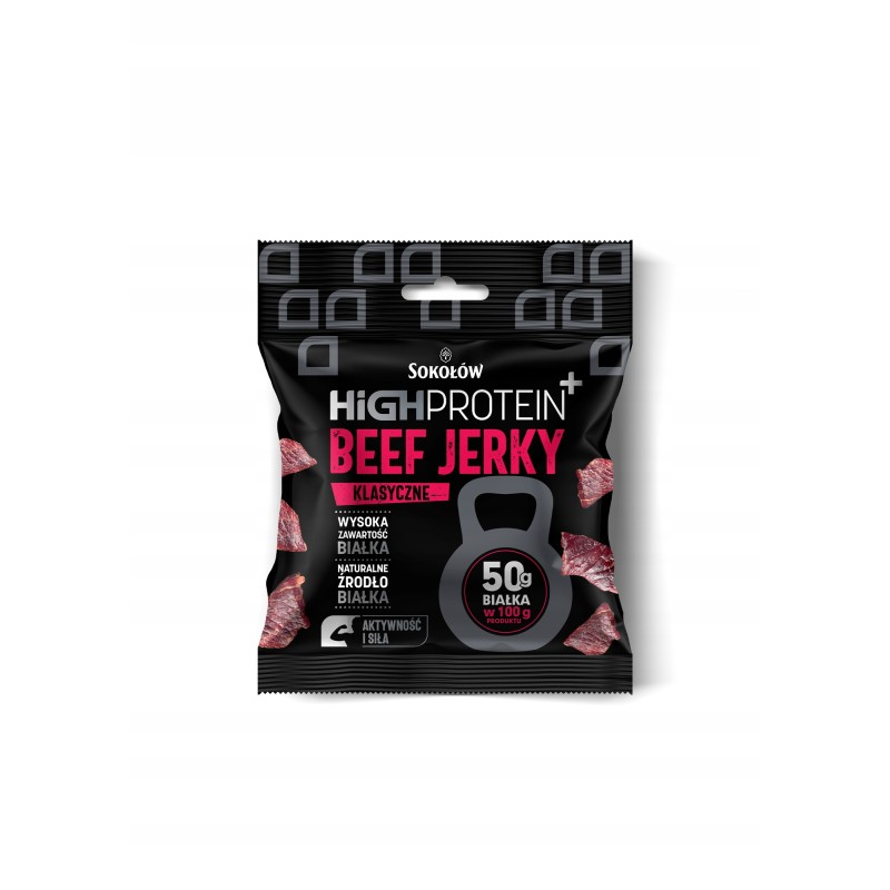 HIGH PROTEIN BEEF JERKY SUSZONA WOŁOWINA 25G SOKOŁÓW