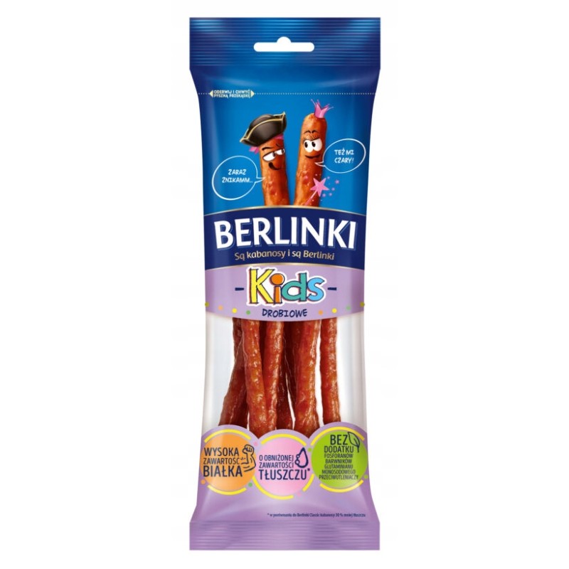 KABANOSY KIDS DROBIOWE 75G BERLINKI