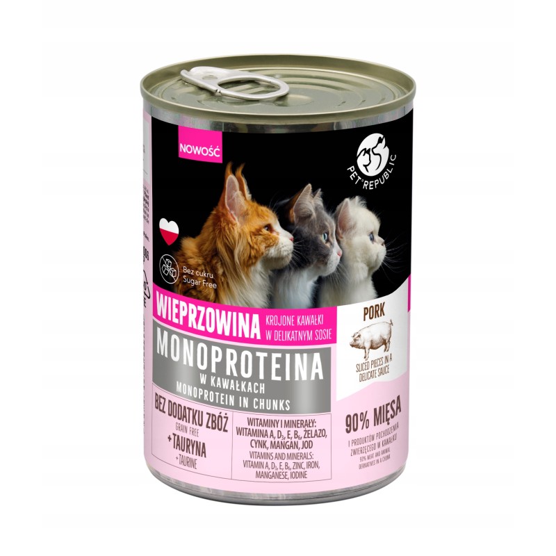 MIX KARMY MONOPROTEINOWEJ DLA KOTA 6 SZTUK + PRZYSMAK GRATIS PET REPUBLIC