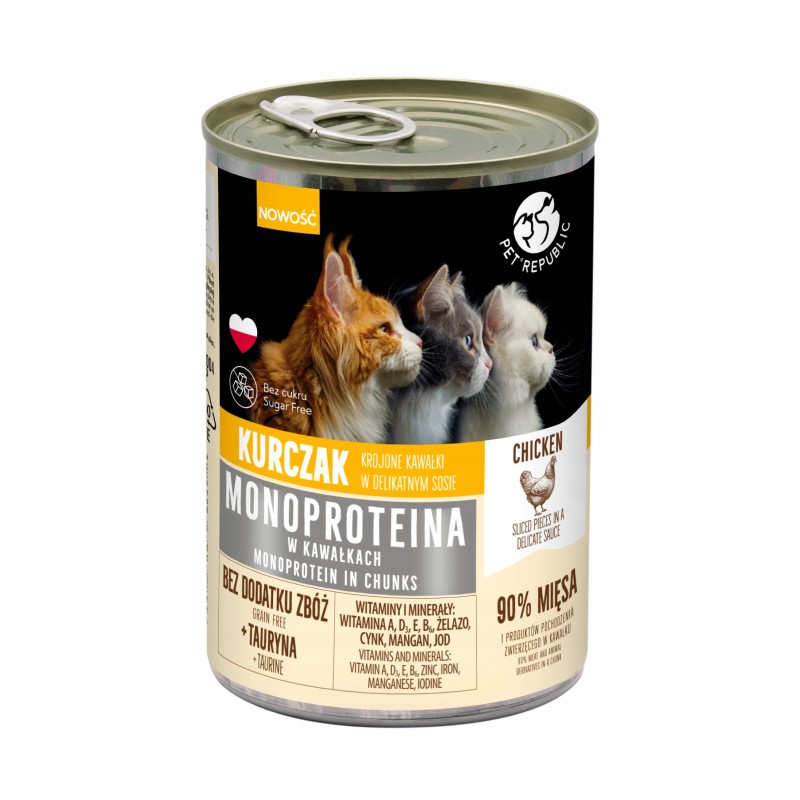 MIX KARMY MONOPROTEINOWEJ DLA KOTA 6 SZTUK + PRZYSMAK GRATIS PET REPUBLIC