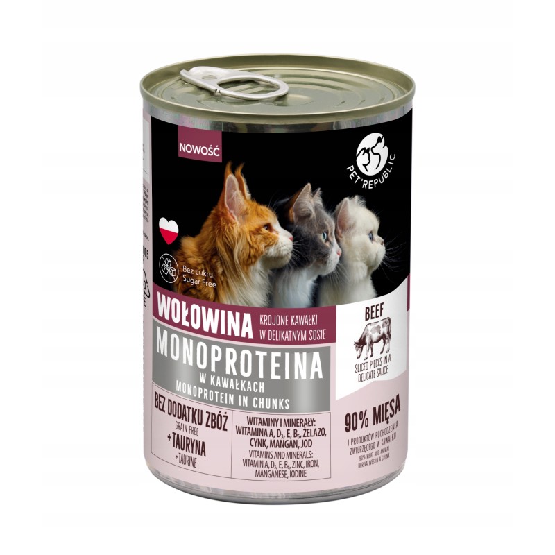 MIX KARMY MONOPROTEINOWEJ DLA KOTA 6 SZTUK + PRZYSMAK GRATIS PET REPUBLIC