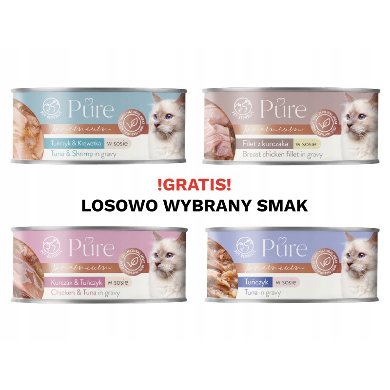 MIX KARMY MONOPROTEINOWEJ DLA KOTA 6 SZTUK + PRZYSMAK GRATIS PET REPUBLIC