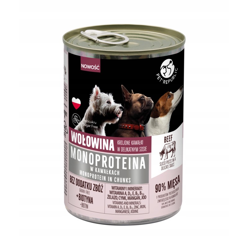 MIX KARMY MONOPROTEINOWEJ DLA PSA 10 SZTUK + PRZYSMAK GRATIS PET REPUBLIC