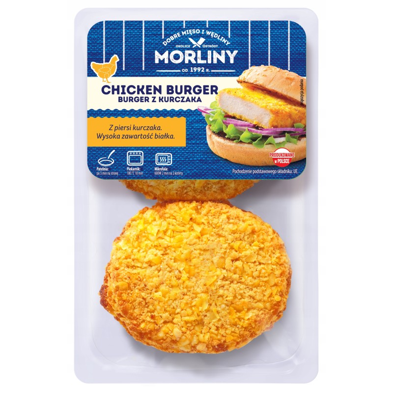 CHICKEN BURGER Z PIERSI KURCZAKA 400G MORLINY