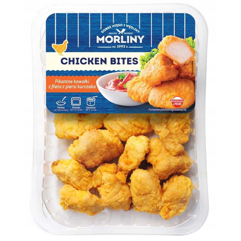 CHICKEN BITES PANIEROWANE KAWAŁKI Z FILETA Z PIERSI KURCZAKA 400G MORLINY