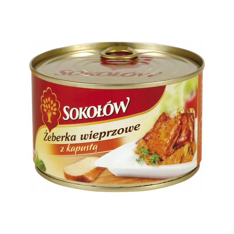 ŻEBERKA WIEPRZOWE Z KAPUSTĄ 400G SOKOŁÓW