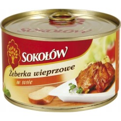 ŻEBERKA WIEPRZOWE W SOSIE 400G SOKOŁÓW