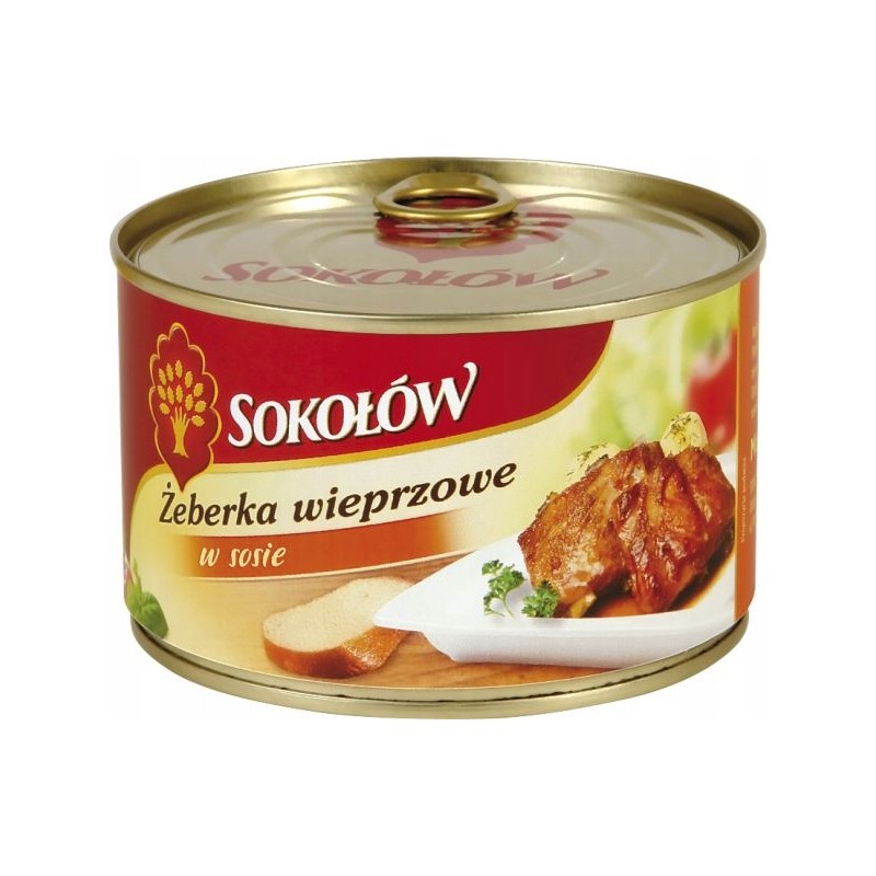 ŻEBERKA WIEPRZOWE W SOSIE 400G SOKOŁÓW