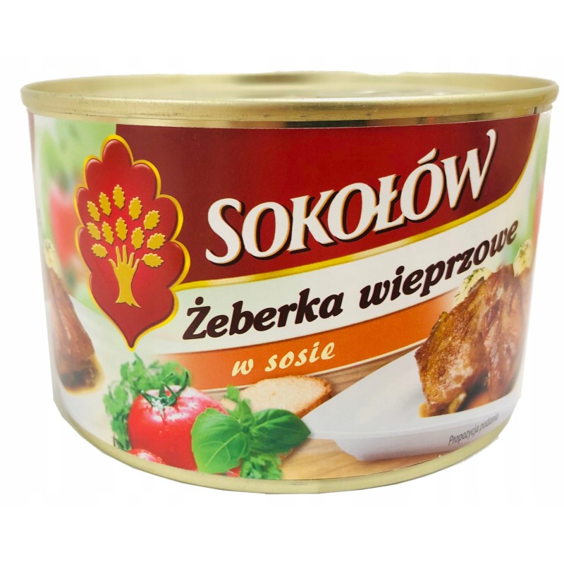 ŻEBERKA WIEPRZOWE W SOSIE 400G SOKOŁÓW