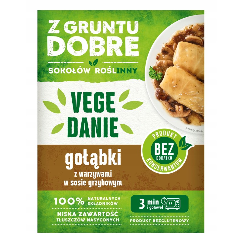 GOŁĄBKI z warzywami w sosie grzybowym GOTOWE VEGE DANIE 360G SOKOŁÓW