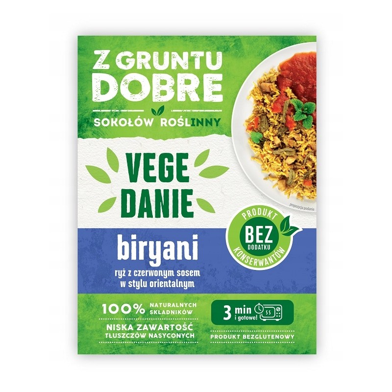 BIRYANI ryż indyjski w czerwonym sosie GOTOWE VEGE DANIE 360G SOKOŁÓW